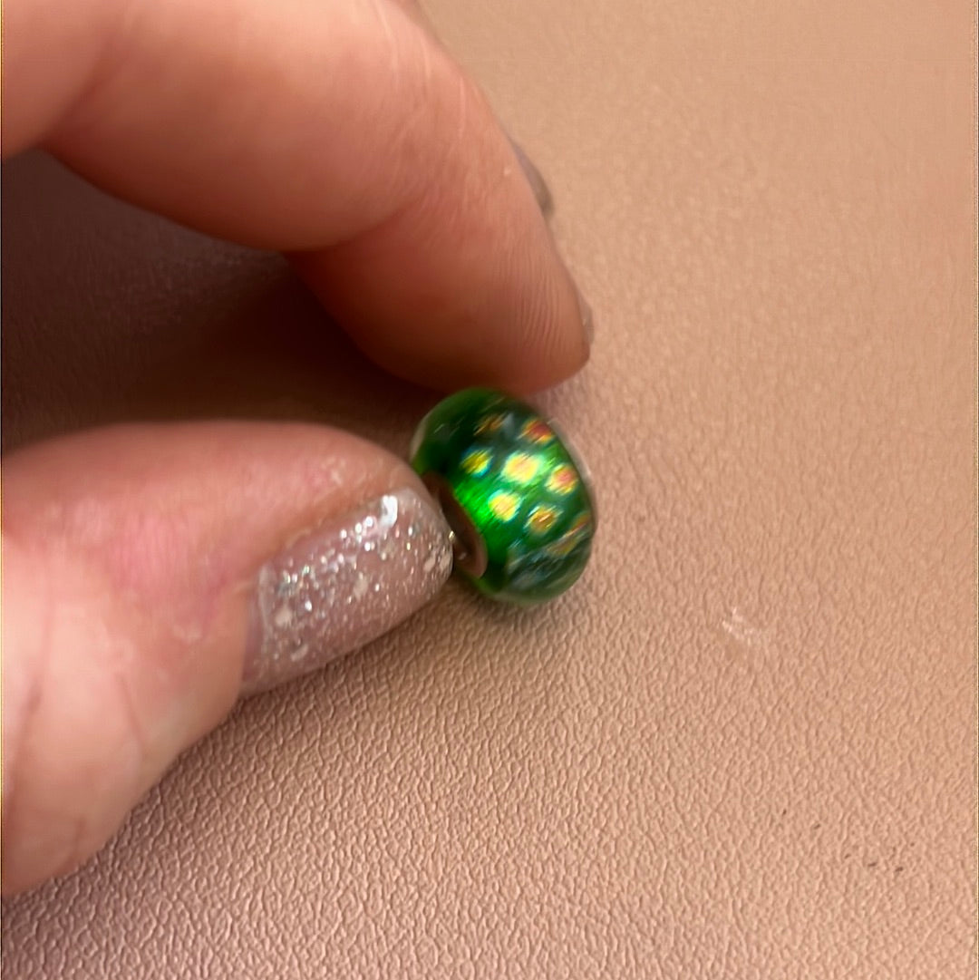 Genuine Chamilia Murano Green with Gold Diamonds