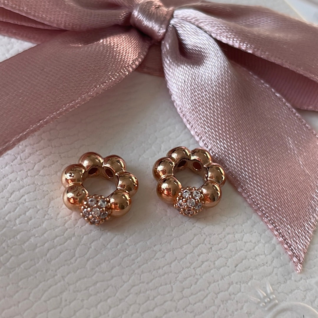 Genuine Pandora Pave Rose Gold Bobble Spacer x1