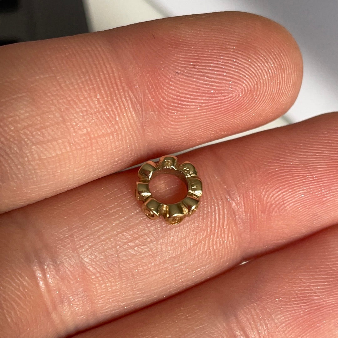 Genuine Pandora Solid 14ct Gold Tiny Roses Swirl Spacer Charm HTF
