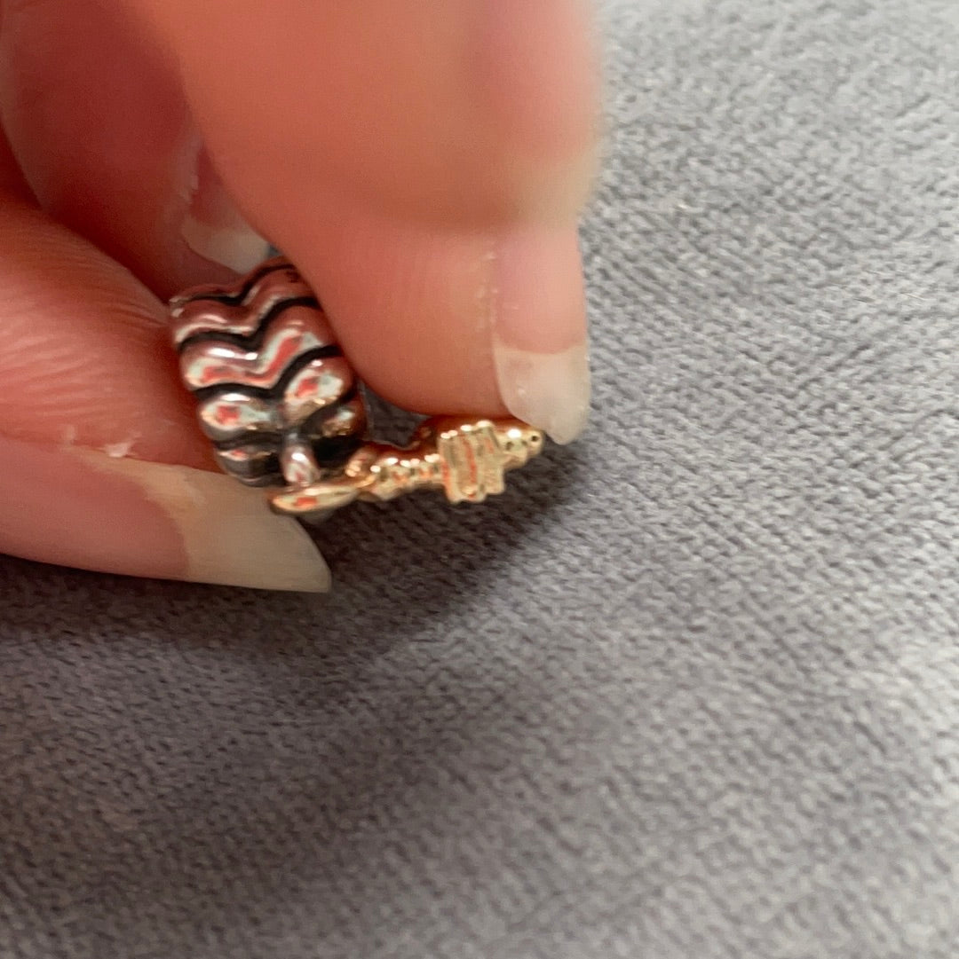 Genuine Pandora Two Tone RARE HTF Seahorse Dangle Charm