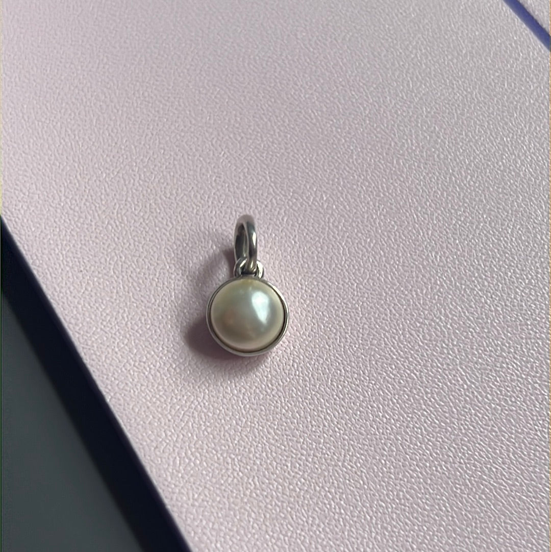 Genuine Pandora Pearl Circle Dangle Pendant Charm