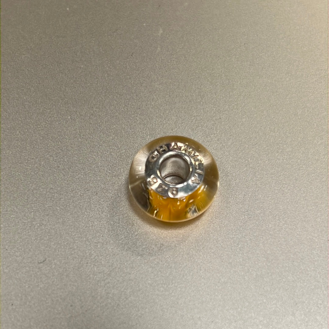 Genuine Chamilia Murano Glass Charm Yellow and Gold Glitter