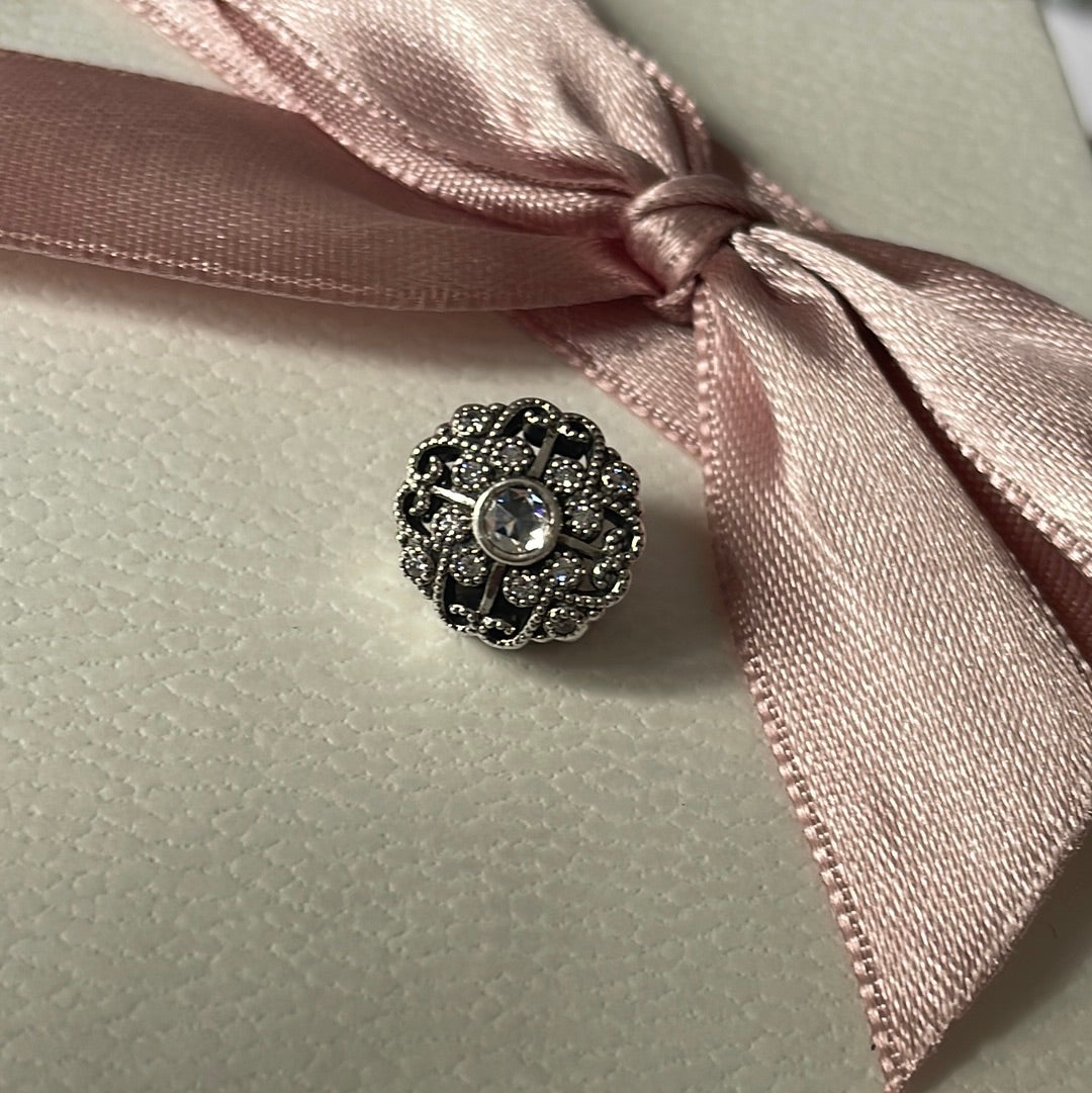 Genuine Pandora Pave Flower Cz Beautiful Open work