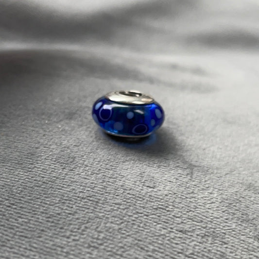 Genuine Pandora Murano Glass Charms Spotty Polka Dot Blue and Light Blue