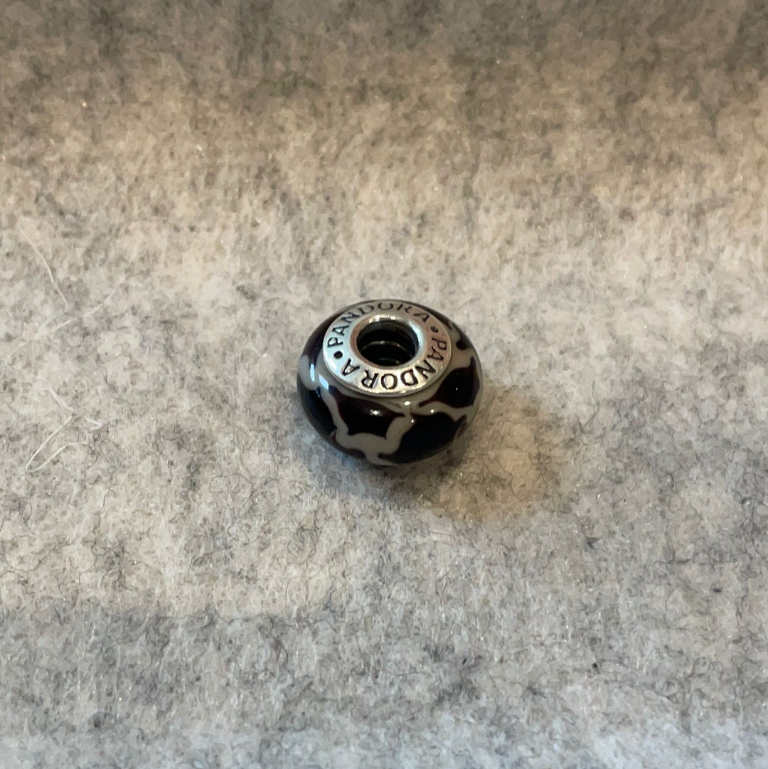 Genuine Pandora Retired Rare HTF Masai Giraffe Animal Print Murano Glass Charm SALE