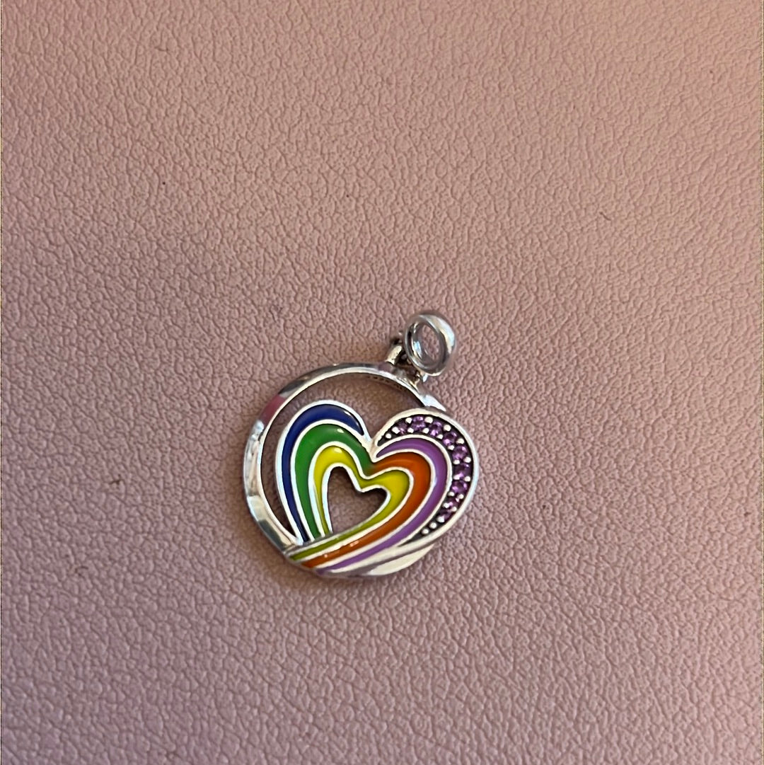 Genuine Pandora Me Essence Rainbow Heart of Freedom Medallion CZ Large Charm