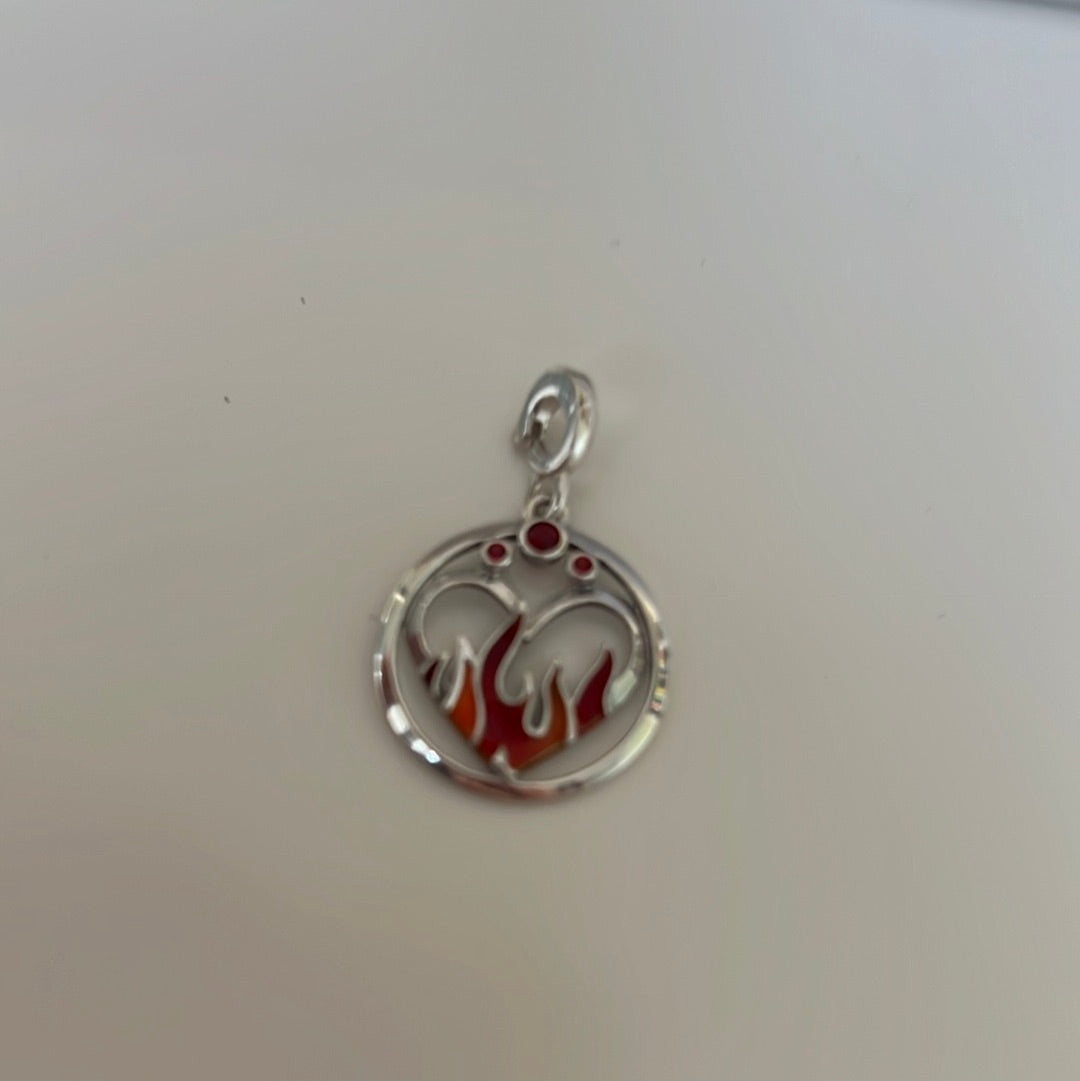 Genuine Pandora Me Fire Inside Enamel Medallion CZ Large Charm