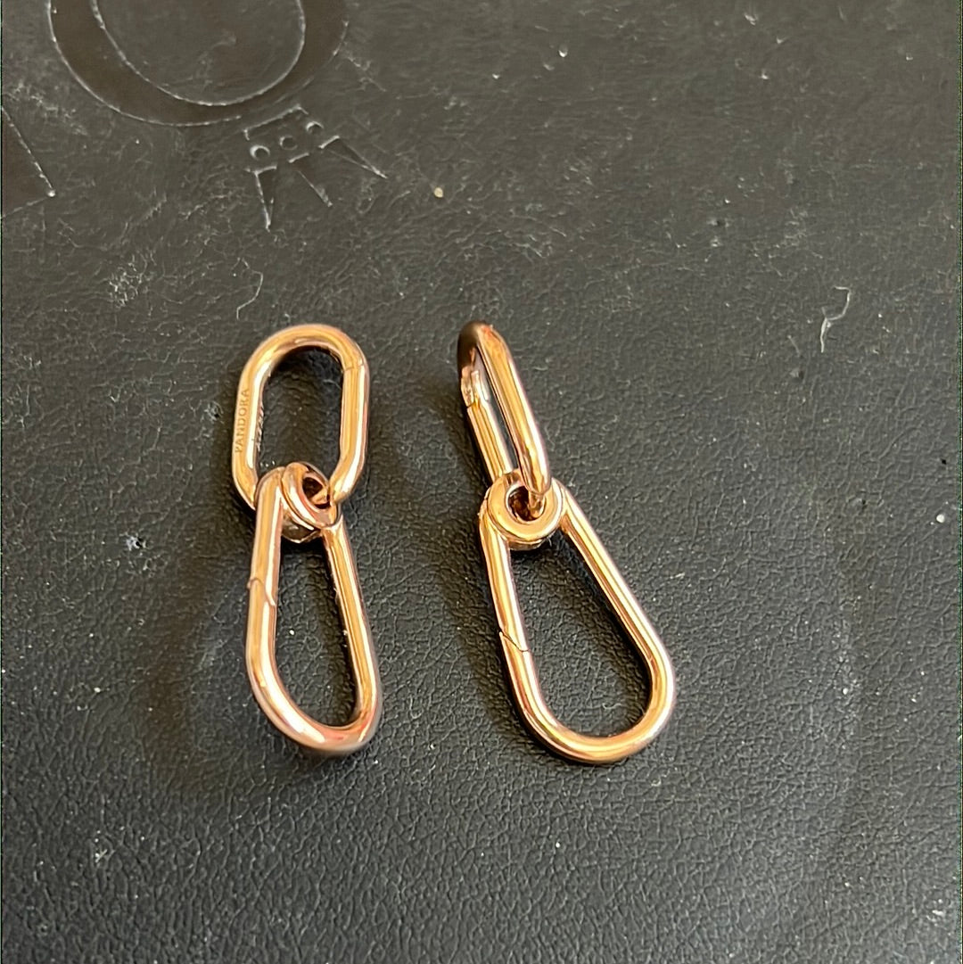 Genuine Pandora Rose Gold Me Hoop Link Dangle Earrings Beautiful