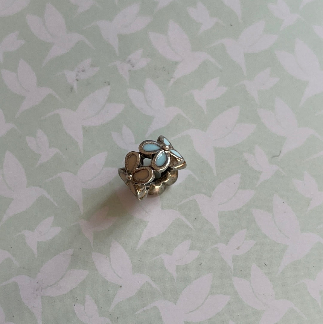Genuine Chamilia White and Blue Enamel Flower Spacer