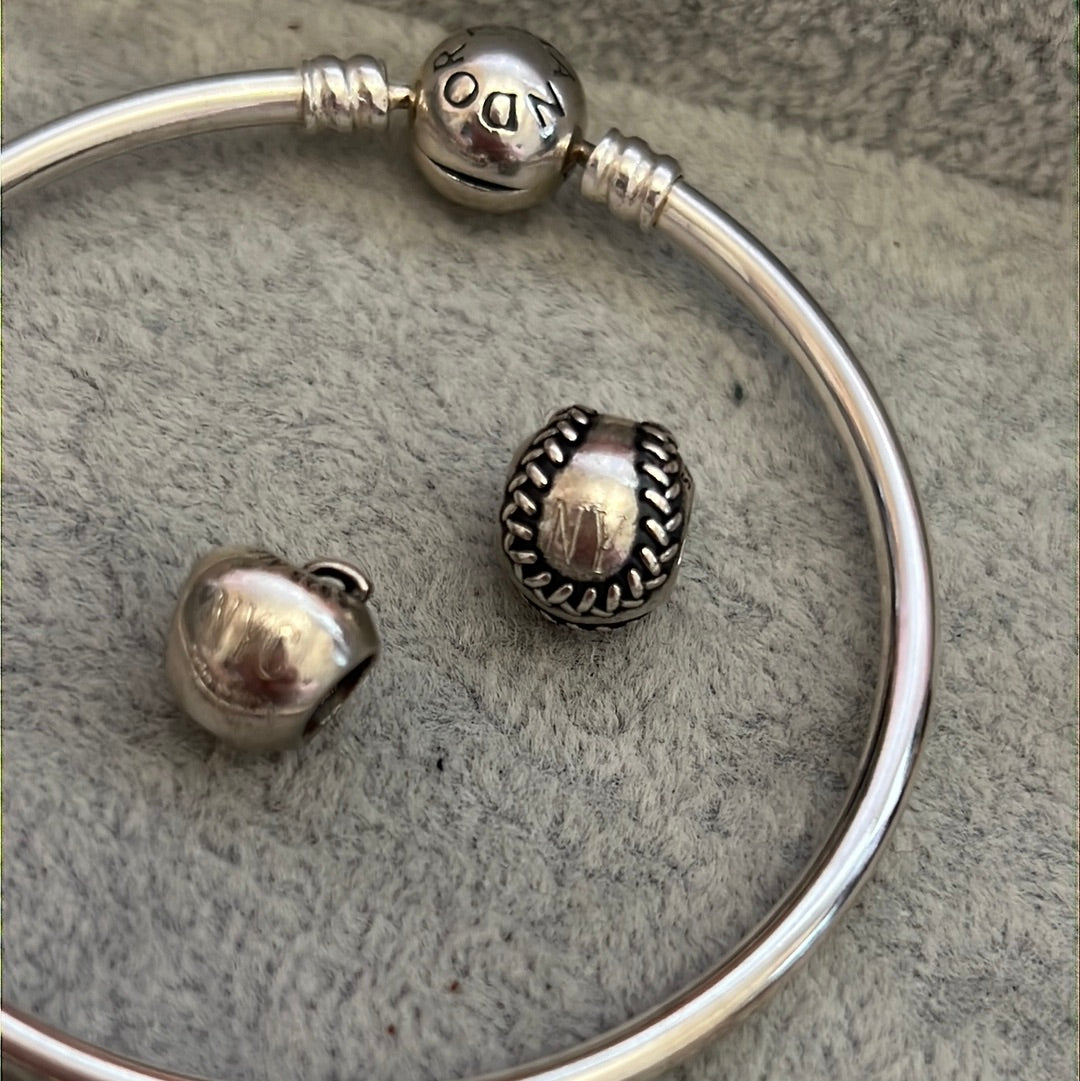 Genuine Pandora Two Tone NYC New York Baseball Charm