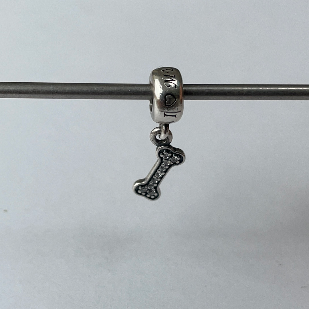 Genuine Pandora I Love My Dog Pave Bone Dangle Charm