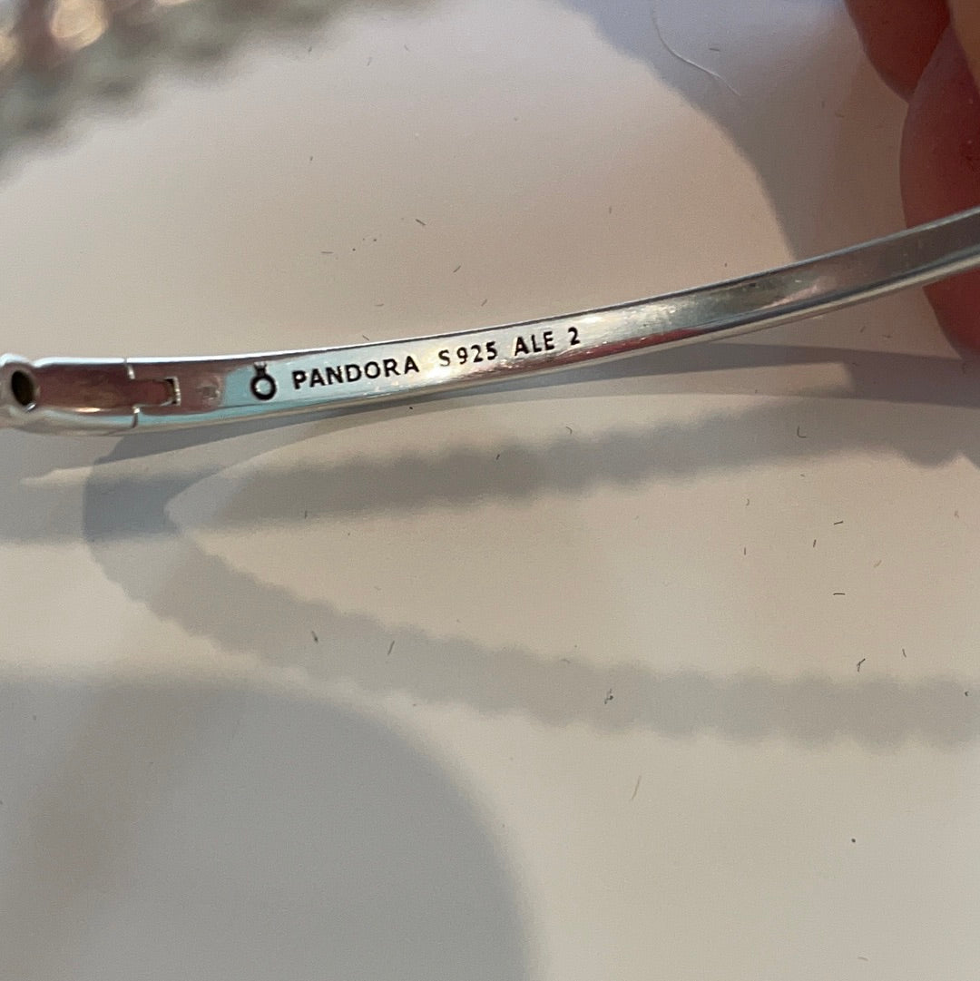 Genuine Pandora Timeless Pave Sparkling Hinged Bangle Rare HTF Size 1
