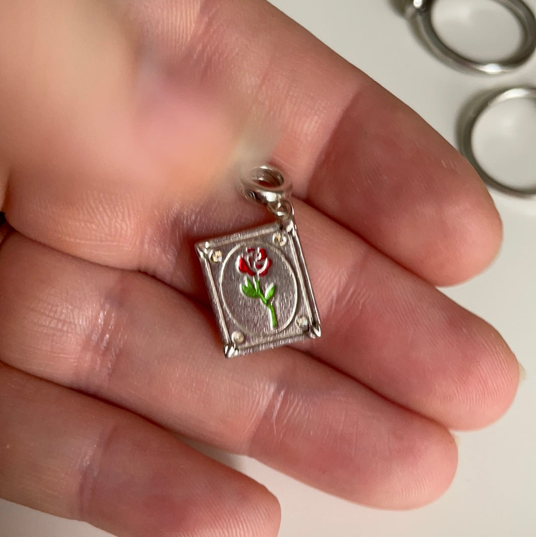 Genuine Chamilia Enamel Rose Beauty and the Beast Book Charm