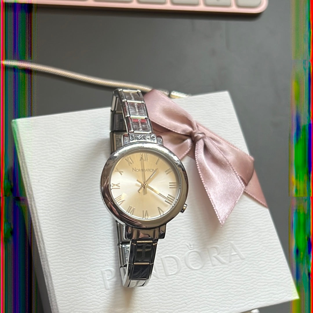 Genuine Nominations Silver Link Watch Adjustable