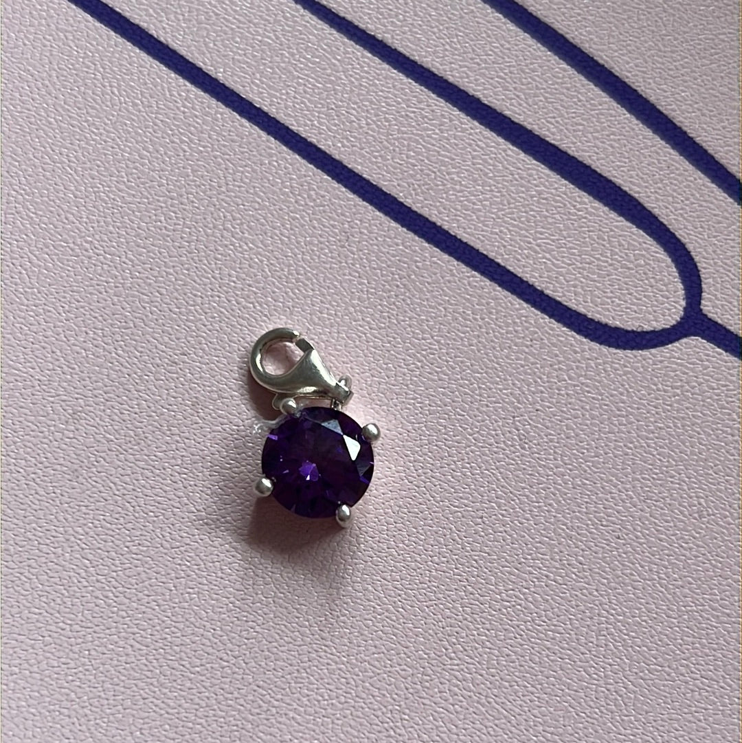 Genuine Thomas Sabo Sterling Silver Dangle Purple CZ Charm