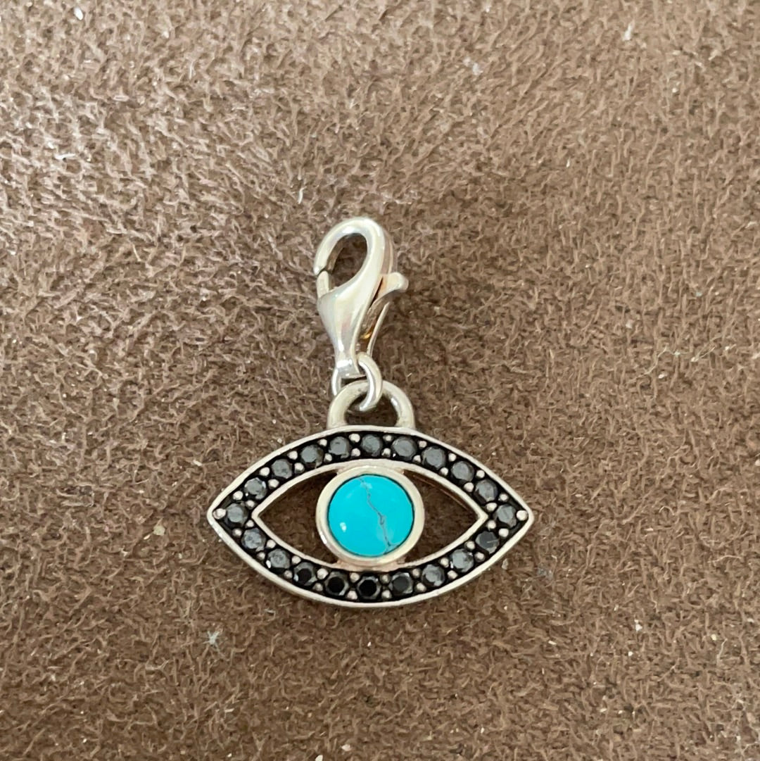 Genuine Thomas Sabo Turkish Protective Lucky Eye With Pave Dangle Clip Charm