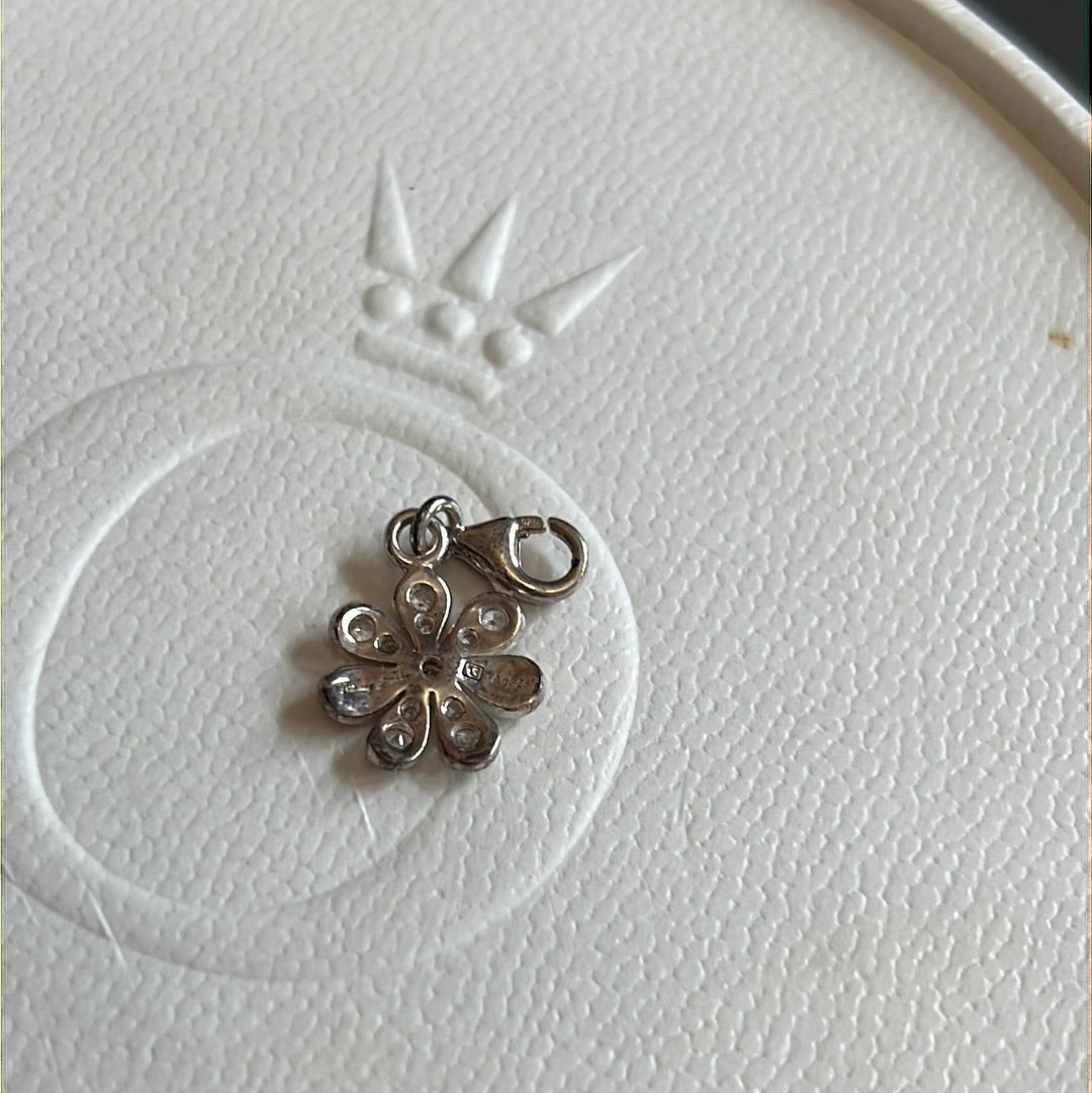 Genuine Thomas Sabo Sterling Silver Dangle Pave Clear Daisy Charm