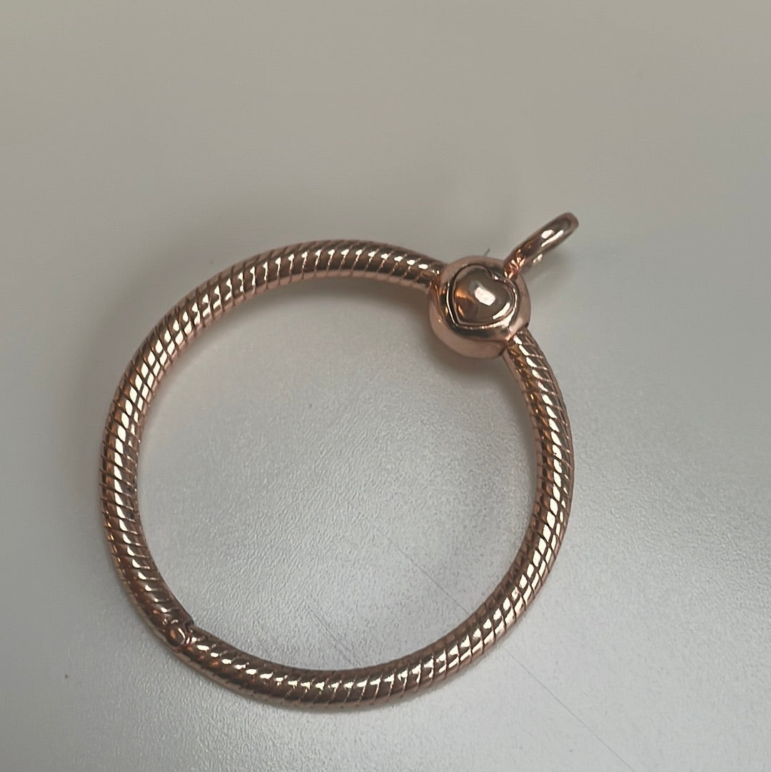 Genuine Pandora Rose Gold Small Ring Pendant Necklace Charm