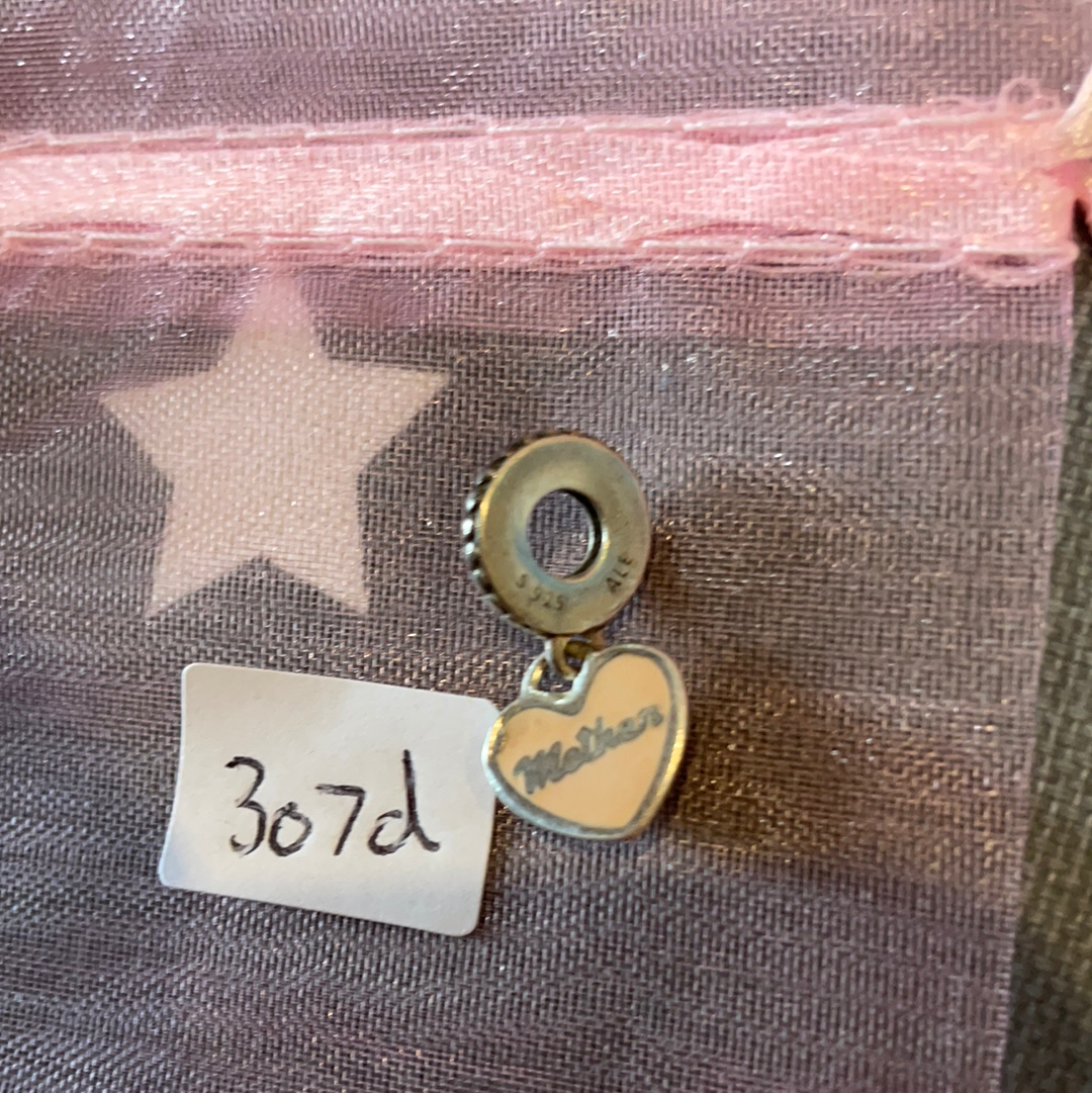 Genuine Pandora Mother Half With Pink Enamel Dangle Charm