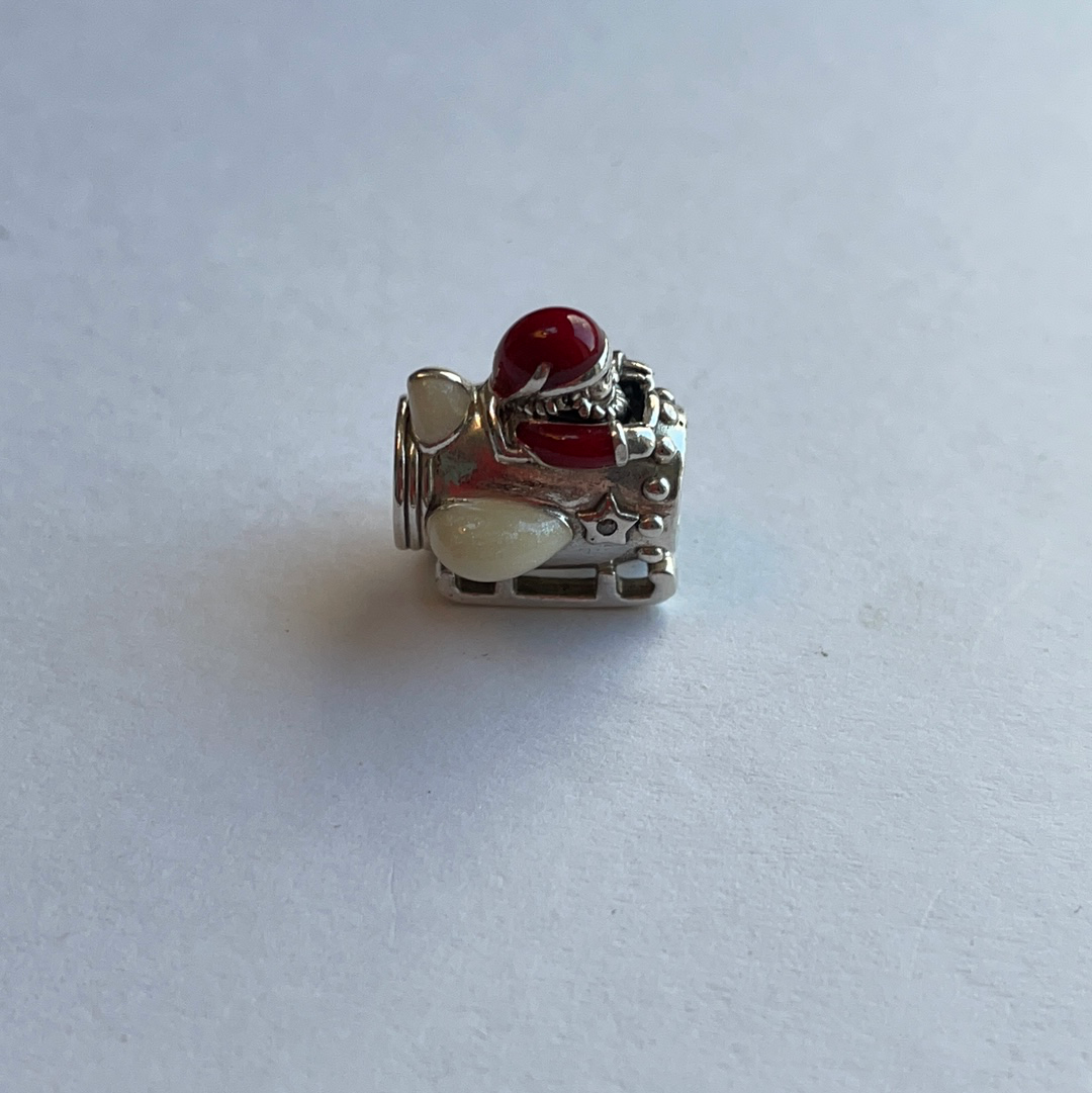 Genuine Pandora Christmas Enamel Santa in a Rocket Ship