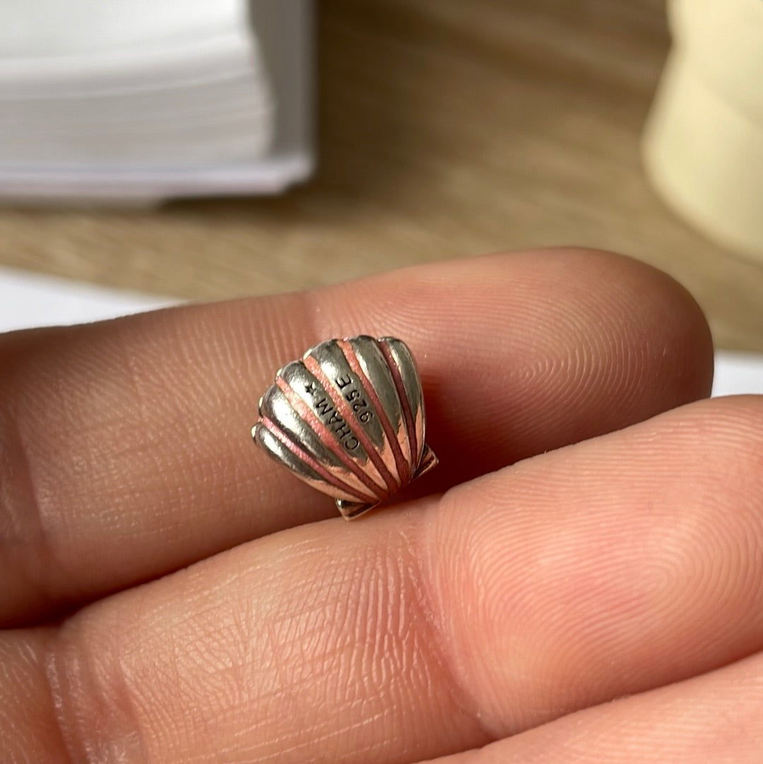 Genuine Chamilia Pink Enamel Sea Shell CZ Charm
