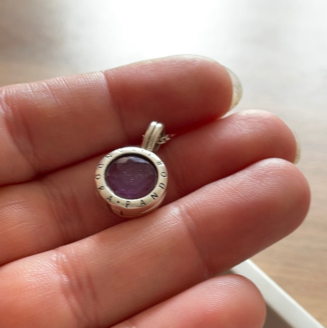 Genuine Pandora Purple Faceted Small Memory Locket Petite Necklace Pendant
