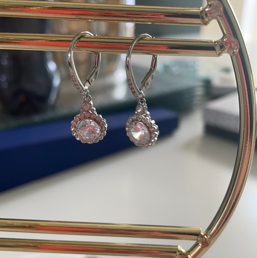 Brand New Large CZ Stone Dangle Pave Earrings