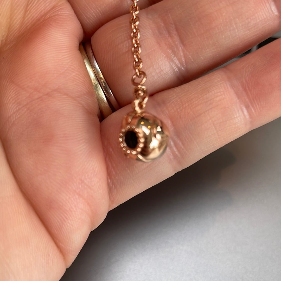 Genuine Pandora Rose Gold Pave Clip Safety Chain Embossed Heart