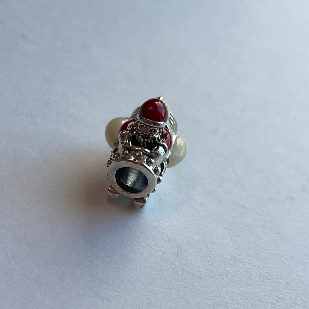 Genuine Pandora Christmas Enamel Santa in a Rocket Ship