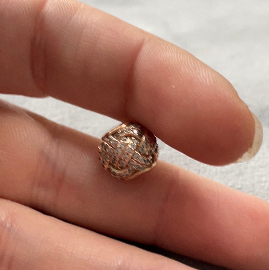 Genuine Pandora Rose Gold Pave Sparkling Basket Weave Knot Charm