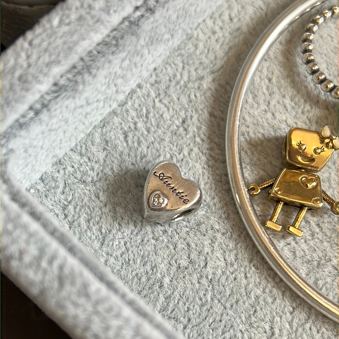 Genuine Pandora Aunt Charm with Pave Heart