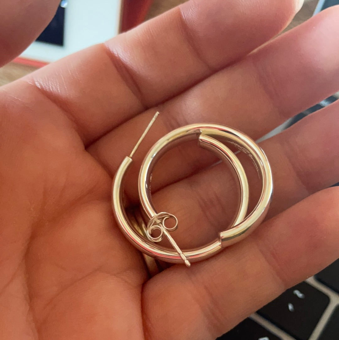 Genuine Thomas Sabo Sterling Silver 3/4 Large Hoop Earrings