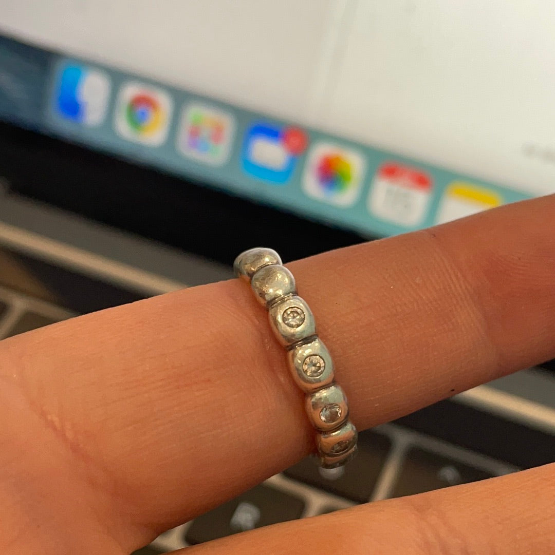 Genuine Pandora Clear CZ Stone Half and Half Ring Size
