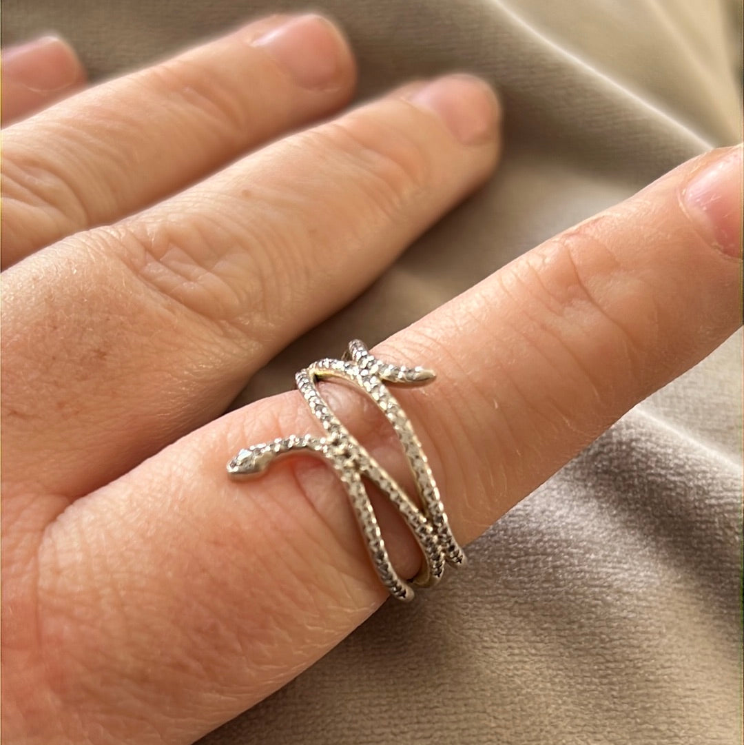 Genuine Pandora Pave Snake Animal Ring Size 56