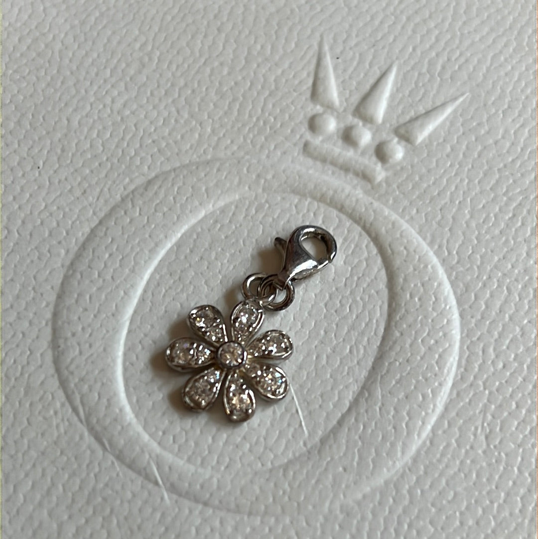 Genuine Thomas Sabo Sterling Silver Dangle Pave Clear Daisy Charm