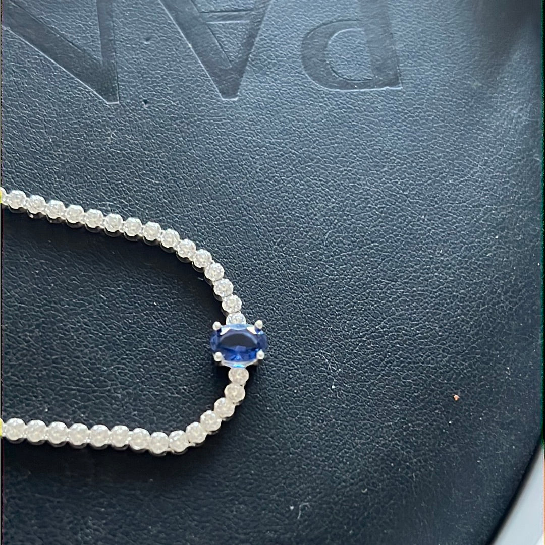 Genuine Pandora Pave Blue and Clear Sparkling Adjustable Bracelet Size 1 18cm
