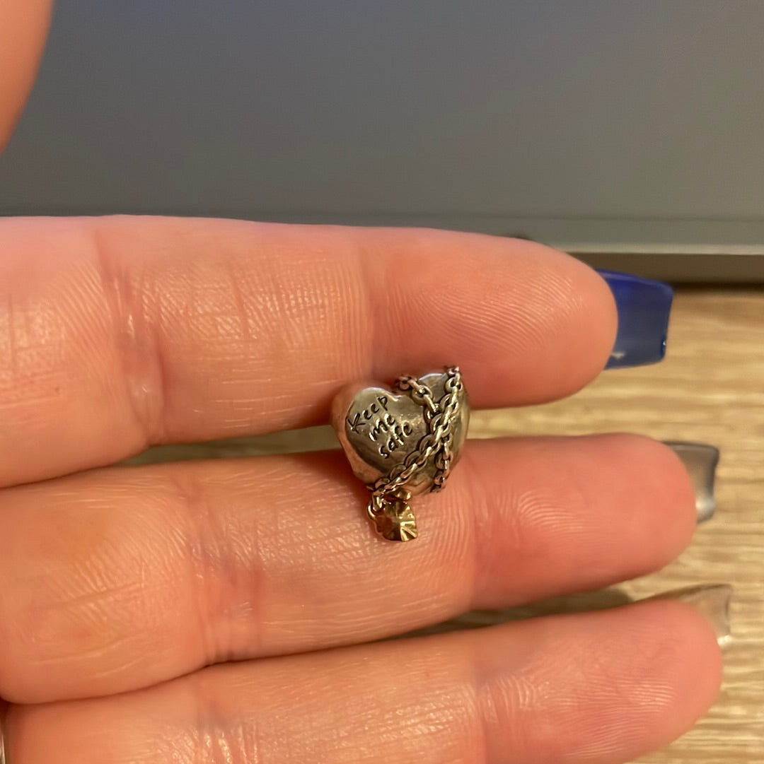 Genuine Pandora Lock and Chain Heart Keep Me Safe Charm