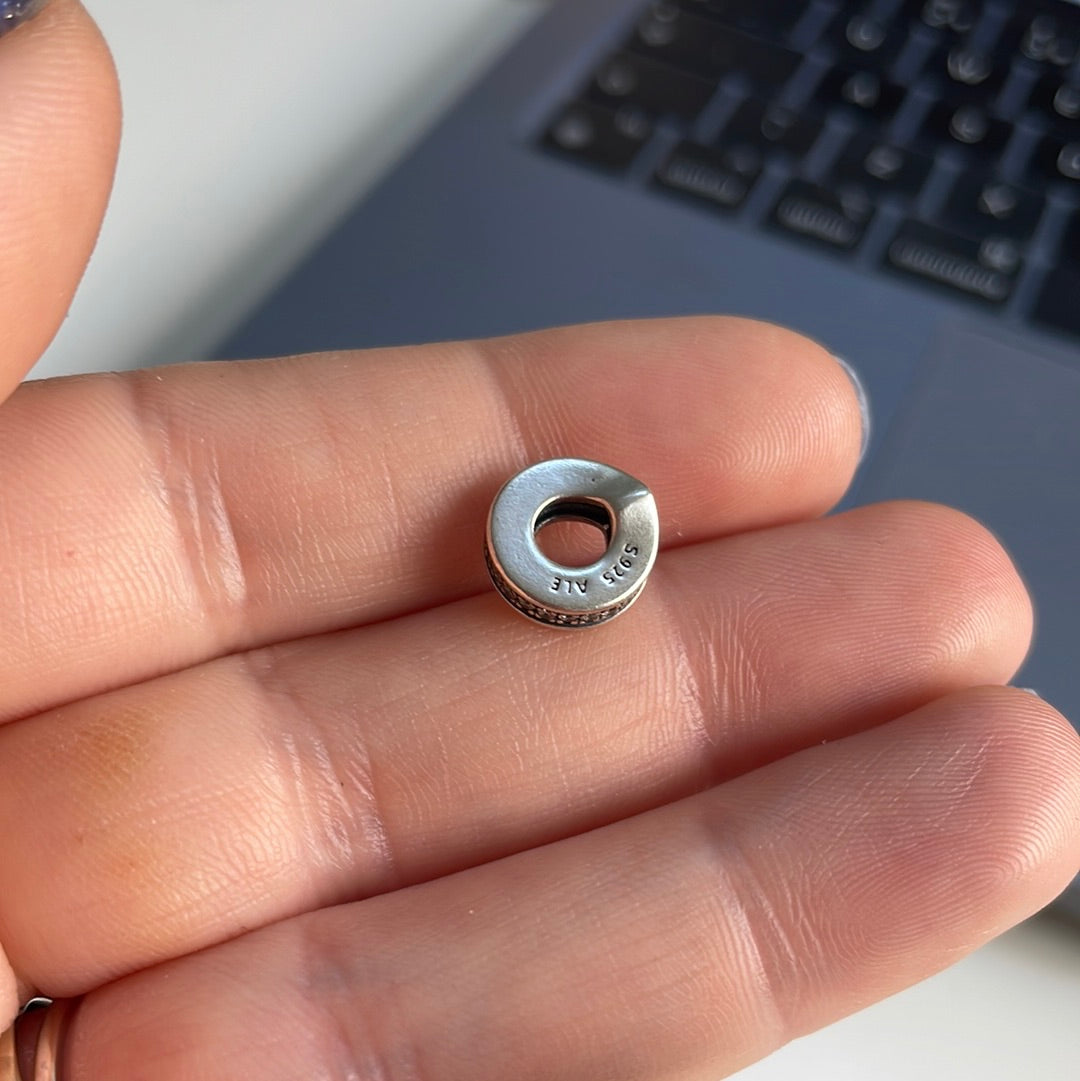 Genuine Pandora Clear Pave Wishbone Spacer Charm x2 / Shine Gold