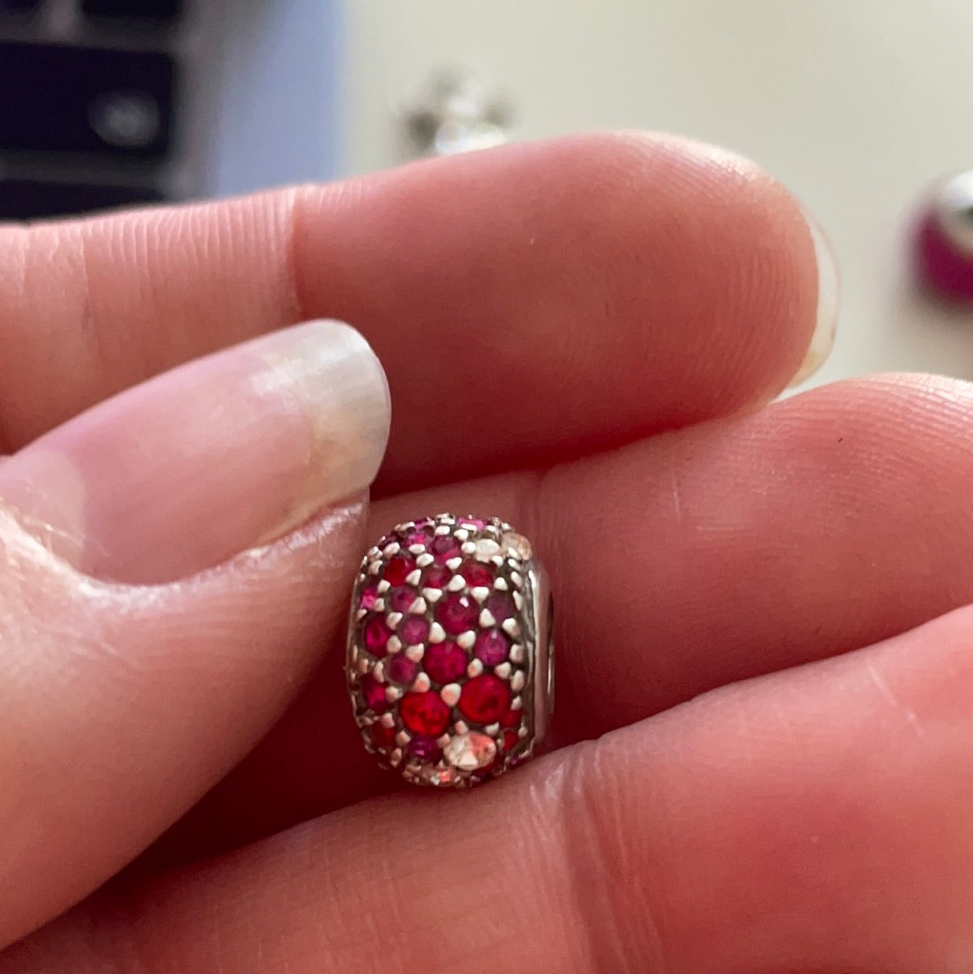 Genuine Chamilia Pink and Clear Pave Ball Charm