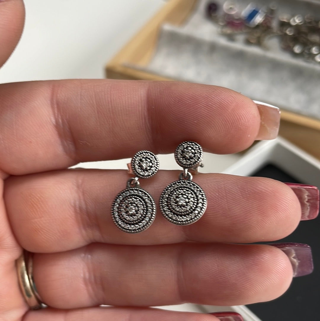 Genuine Pandora Pave Elegance Dangle Earrings Beautiful