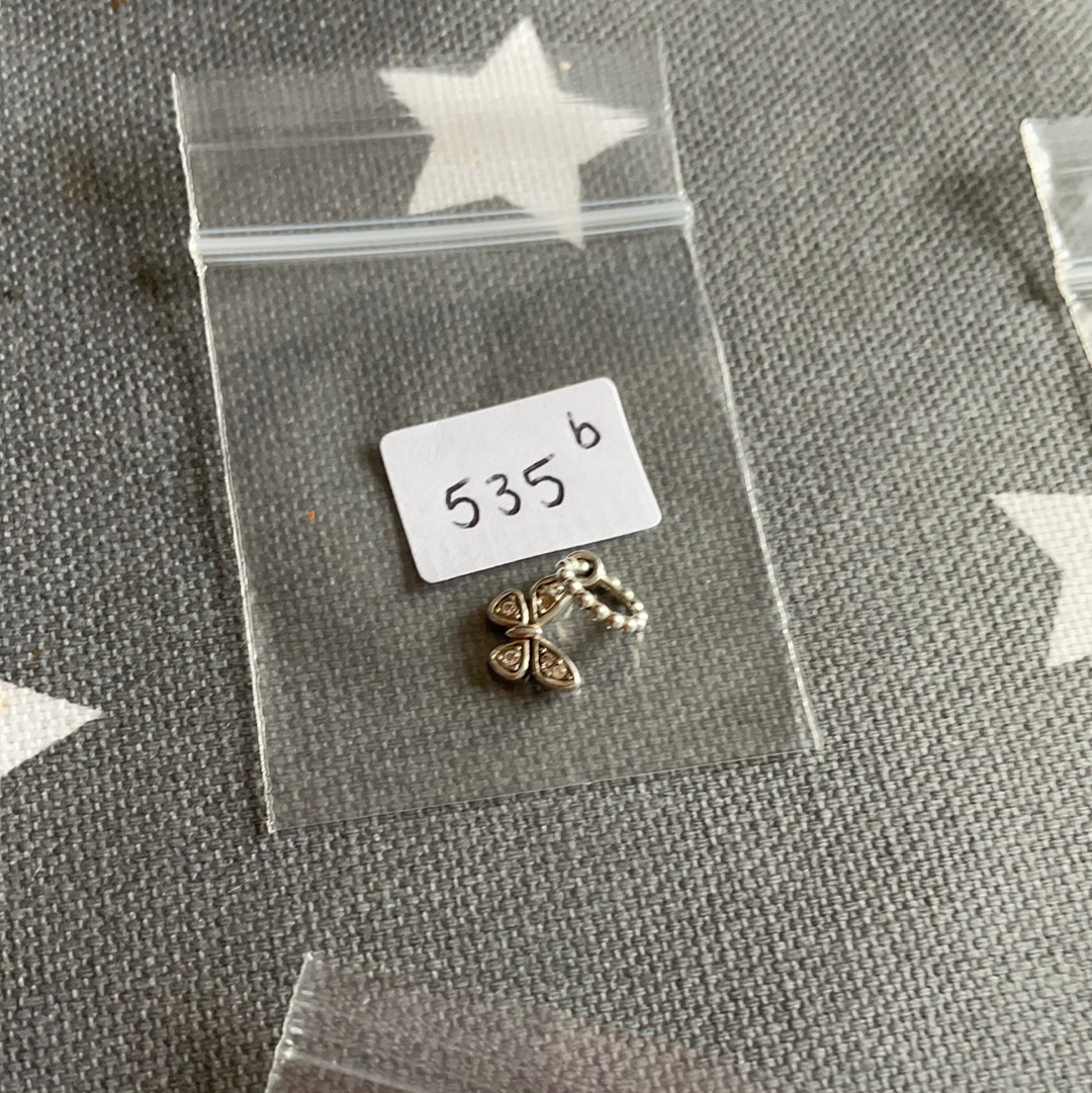 Genuine Chamilia Tiny Sparkle Butterfly Dangle Charm With Beaded Dangle
