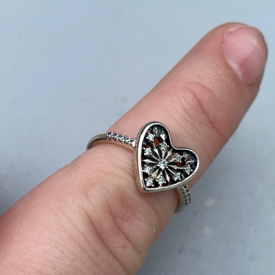 Genuine Pandora Clear CZ You Melt My Heart Pave Ring 54