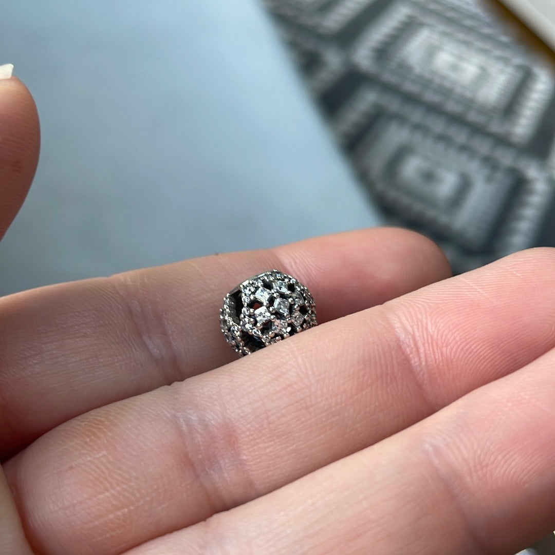 Genuine Pandora Pave Delicate Sparkle Flower Charm