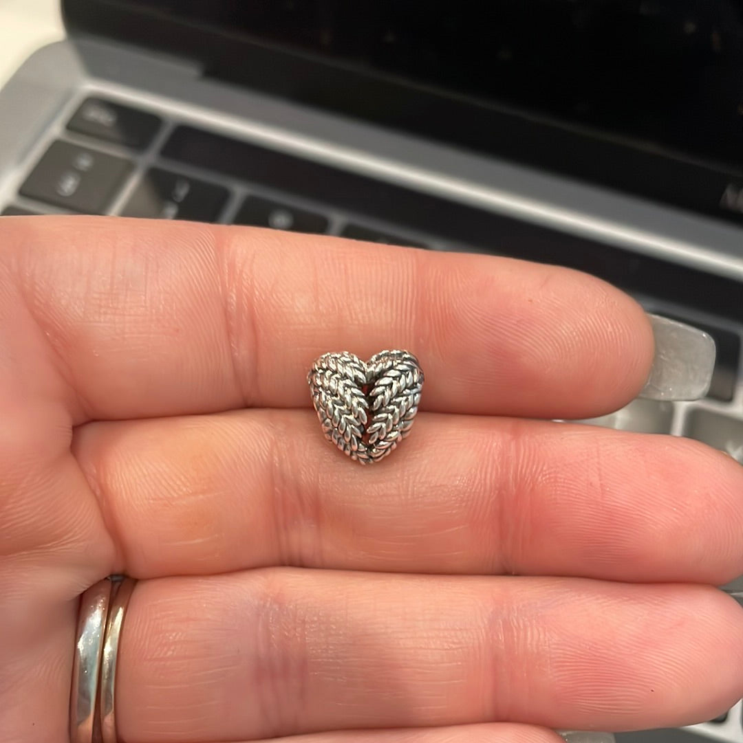 Genuine Pandora Angel Wing/ Wheat Charm Heart