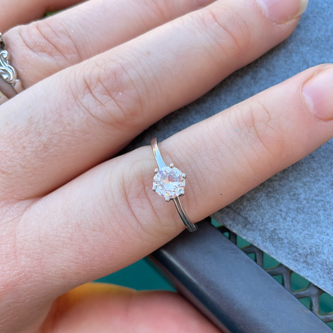 Unbranded But Beautiful Clear Stone Ring With CZ Size 58