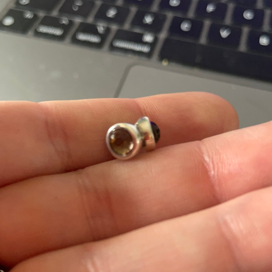 Genuine Pandora Light Natural Smoky Quartz Charm Tri/ Three Stone