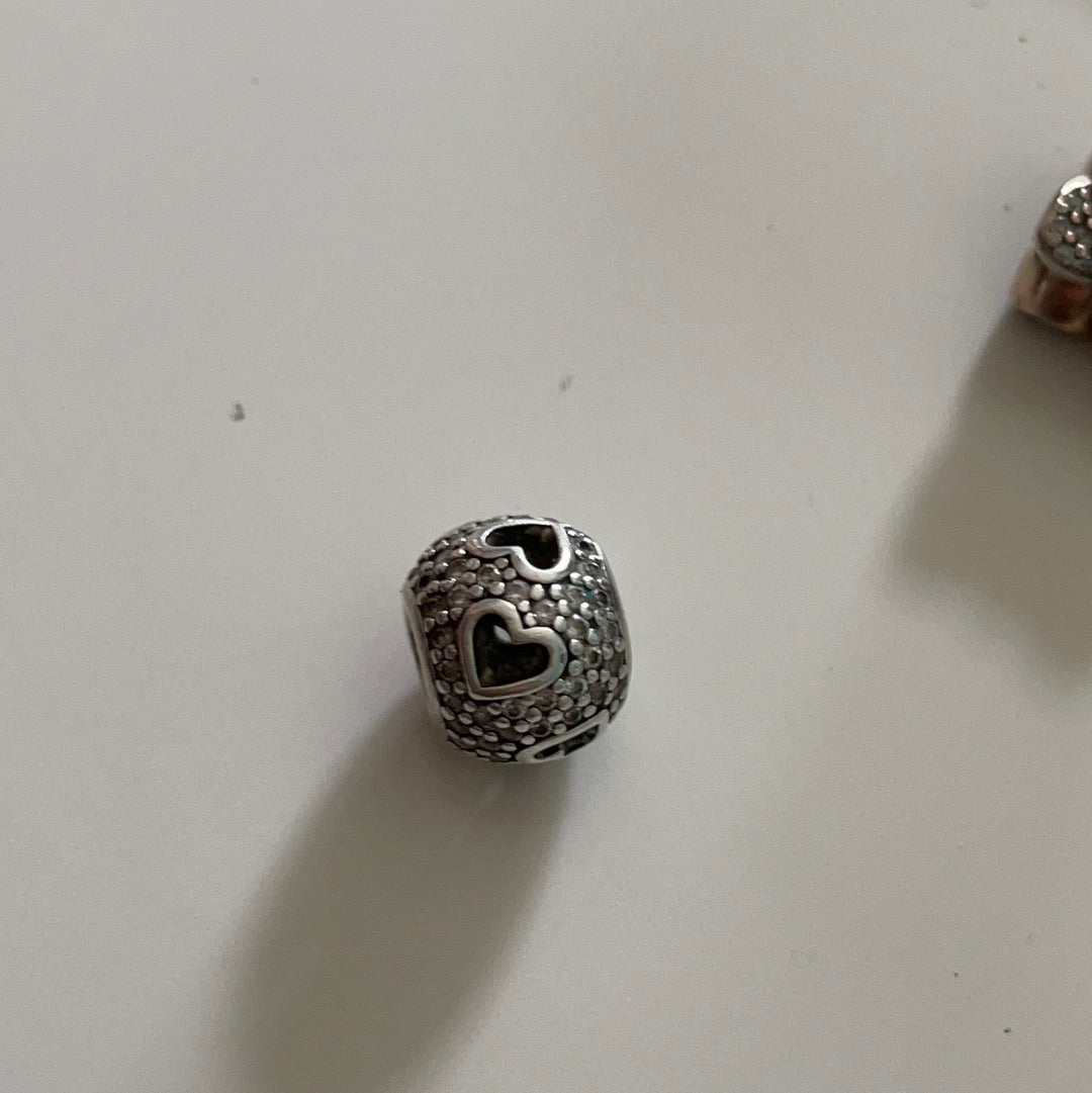 Genuine Pandora Clear Stone Openwork Heart Pave Ball
