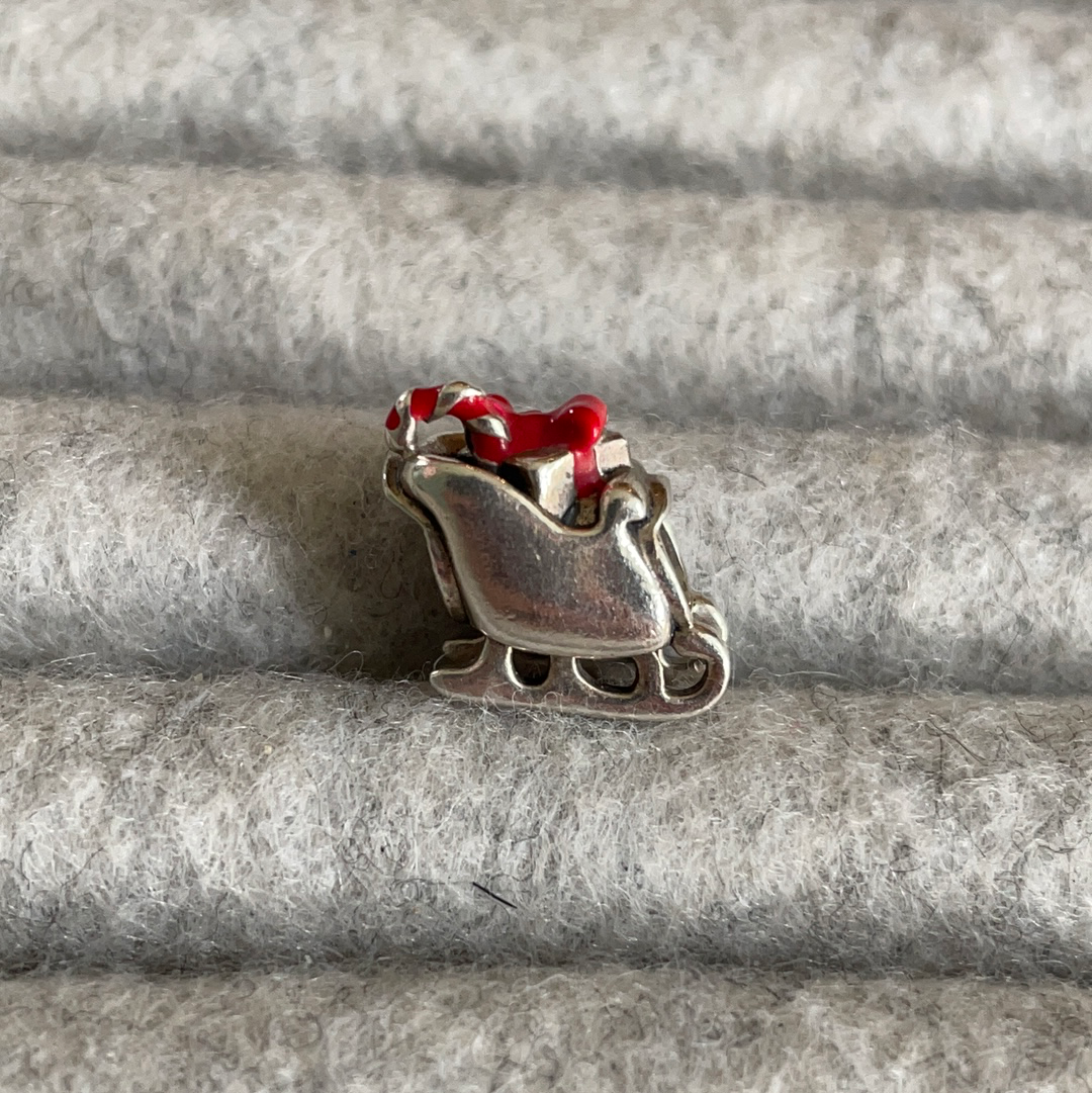 Genuine Chamilia Christmas Enamel Sleigh Charm