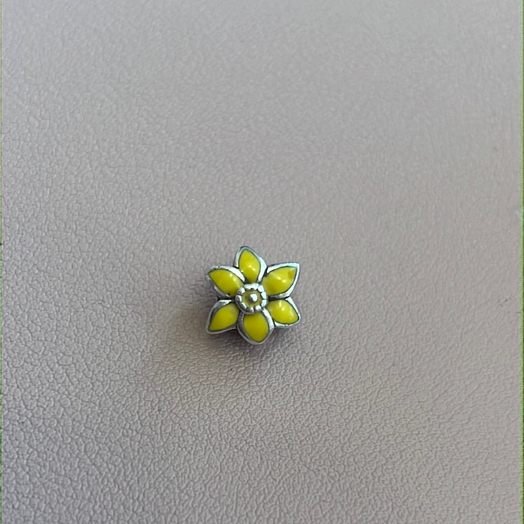 Genuine Chamilia Marie Curie Cancer Awareness Yellow Flower Charm