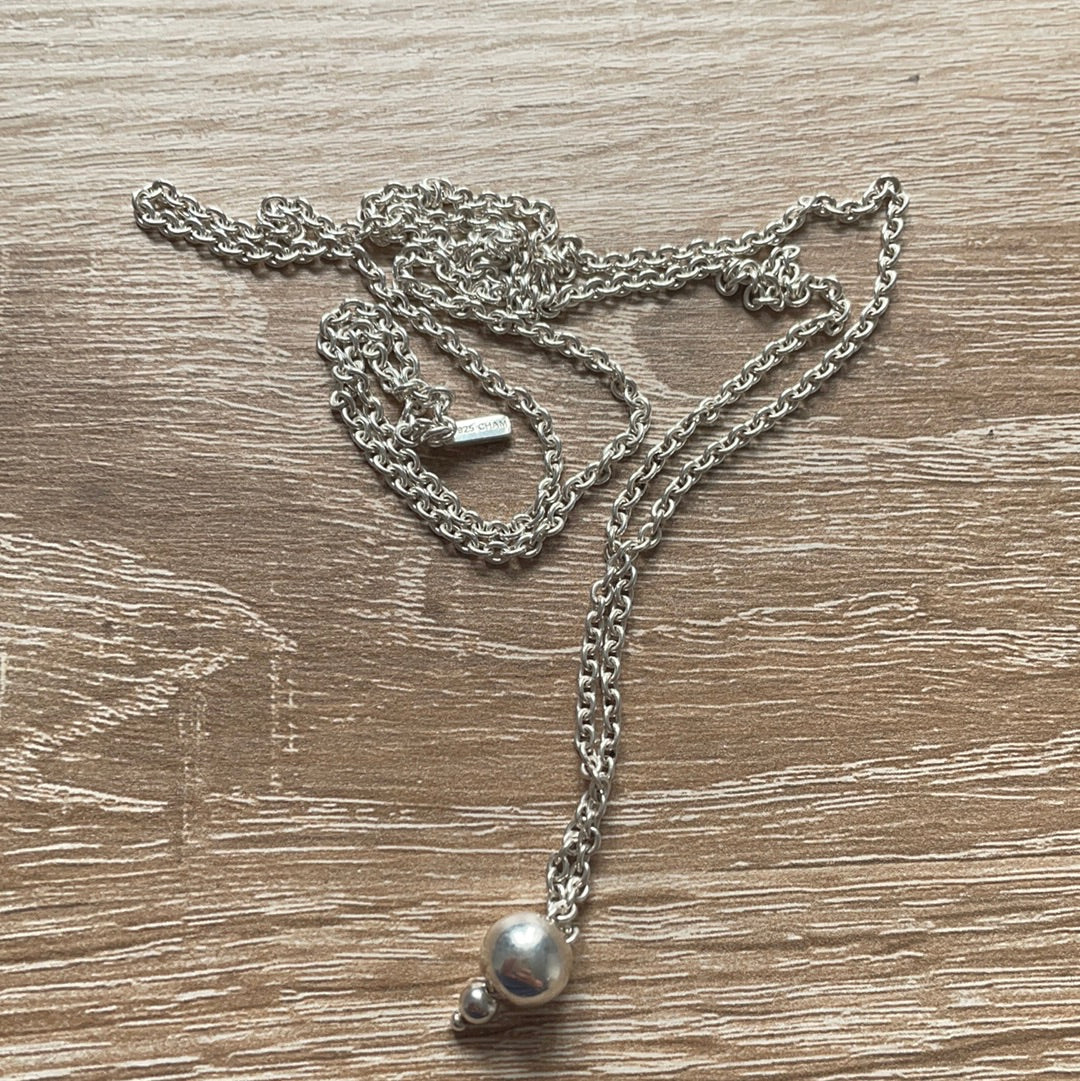 Genuine Chamilia Charm Carrier Necklace Adjustable WIth Ball 70cm